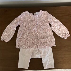 Soft Pink Floral Top & Leggings Set